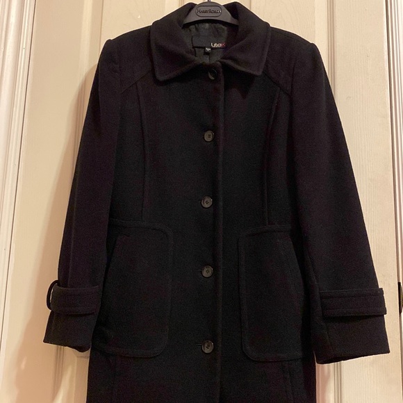 Wool Blend Coat with Detachable Rabbit Fur Collar - Picture 2 of 7